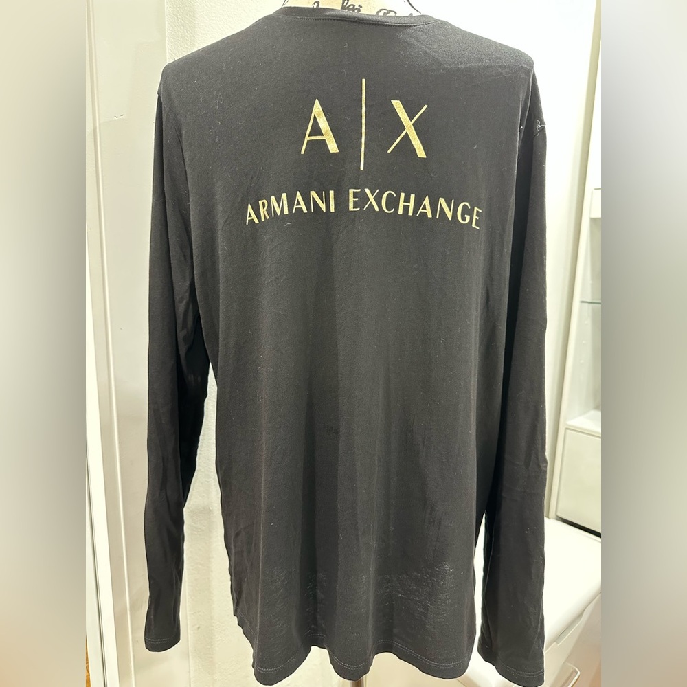 Armani Exchange Black and Gold Long Sleeve Tee